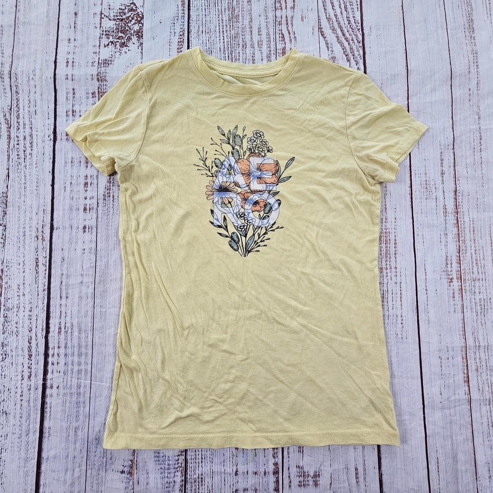Aeropostale Yellow Spring Graphic Short Sleeve Classic Crew Tee Large